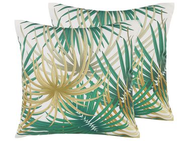 Gartenkissen mit Palmenmuster bunt 45 x 45 cm 2er Set GAIANA