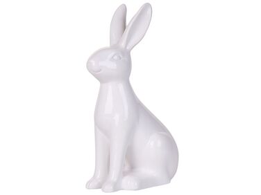 Figura decorativa com forma de coelho em cerâmica branca 26 cm RUCA