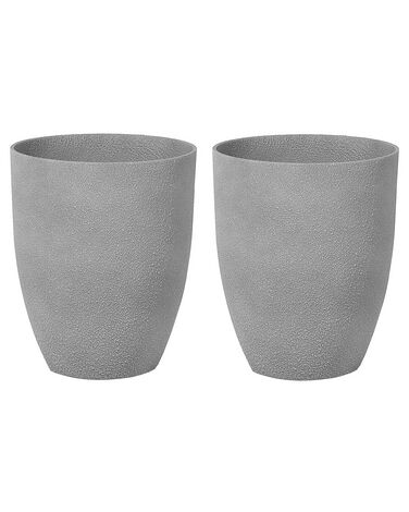 Conjunto de 2 vasos em pedra cinzenta 35 x 35 x 42 cm CROTON