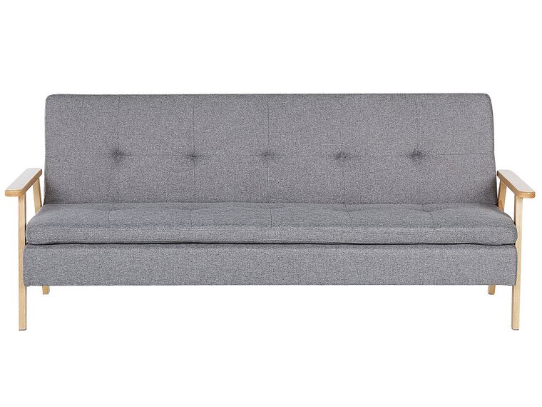 Sofá-cama estofado em tecido cinzento claro TJORN_813479