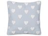 Set of 2 Cotton Cushions Embroidered Hearts 45 x 45 cm Grey GAZANIA_893192
