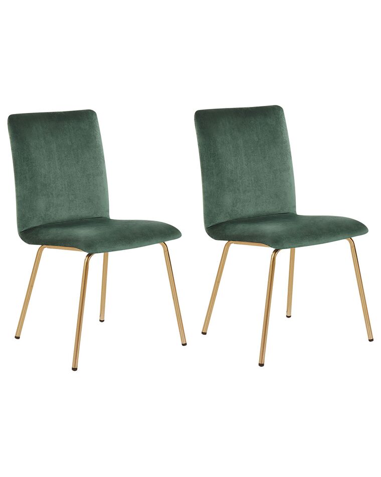 Set of 2 Velvet Dining Chairs Emerald Green RUBIO_810424
