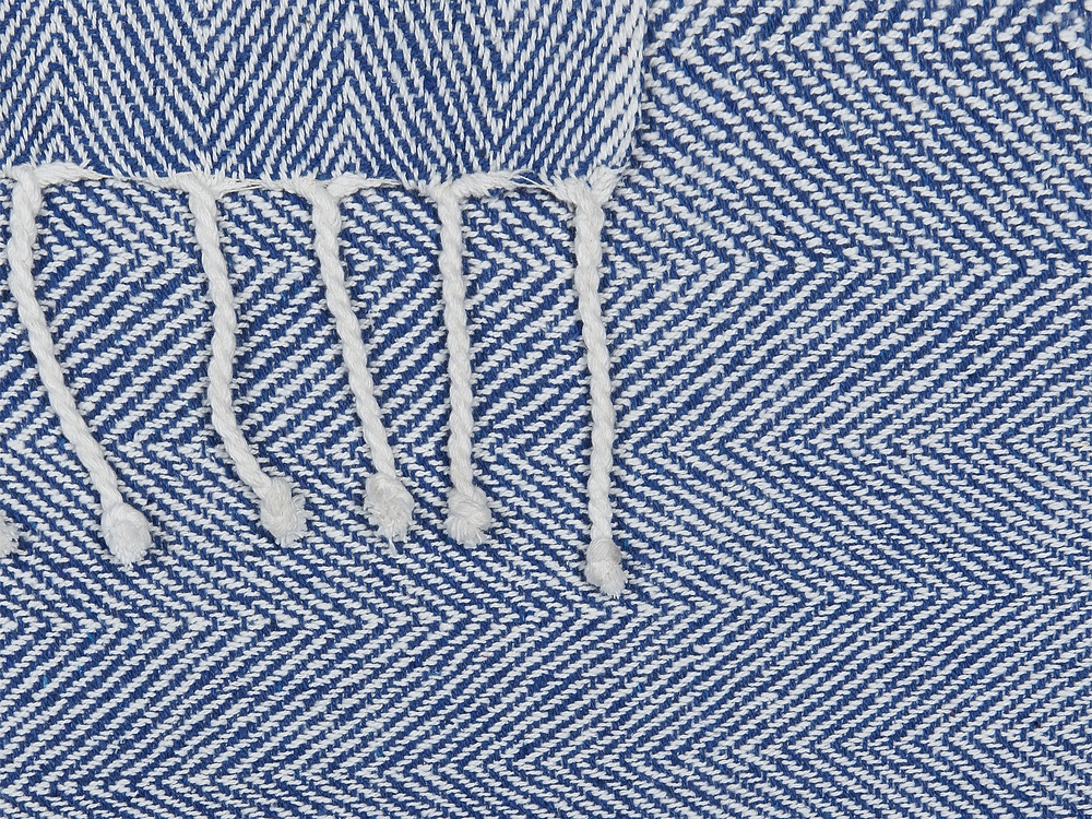 Coperta cotone blu e bianco 130 x 160 cm TILMI 