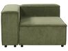 Kombinálható kétszemélyes bal oldali zöld kordbársony kanapé ottománnal APRICA_895108