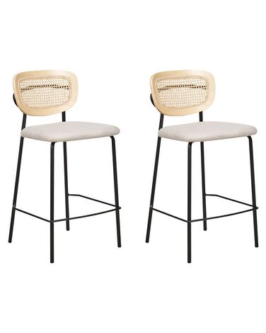Set of 2 Fabric Bar Chairs Light Beige MAYETTA