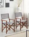 Set of 2 Acacia Folding Chairs Dark Wood with Grey CINE_810204