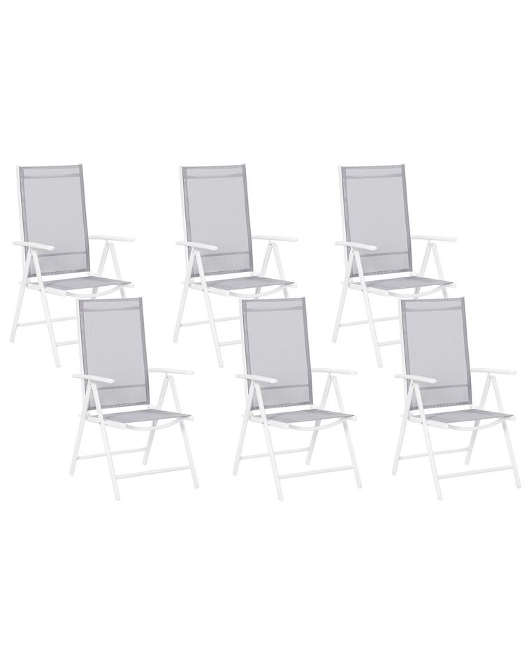 Conjunto de 6 cadeiras de jardim cinzentas em alumínio branco CATANIA_741405