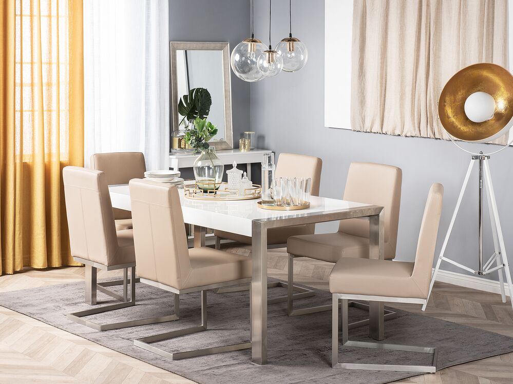 Faux Leather Dining Chair Taupe ARCTIC | Beliani.co.uk