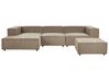3 pers. sofa m. fodskammel brun fløjl højrevendt APRICA_876048