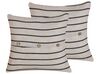 Set of 2 Cotton Cushions Striped 43 x 43 cm Beige and Black CYNARA_801658