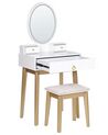 3 Drawers Dressing Table with LED Mirror and Stool White and Gold ROSEY_844803