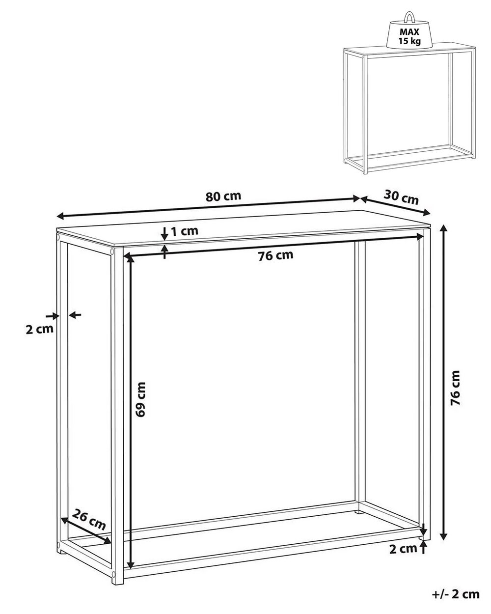 Tavolino consolle vetro bianco oro 80 x 30 cm DELANO 