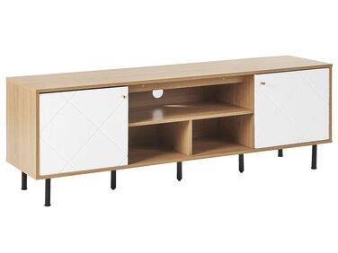 TV-Möbel heller Holzfarbton / weiß 160 x 40 x 56 cm PALMER