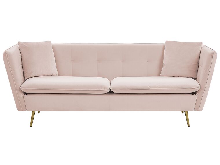 3-Sitzer Sofa Samtstoff pastellrosa mit goldenen Beinen FREDERICA_766875