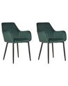 Sæt med 2 spisebordsstole velour mørkegrøn WELLSTON_803630