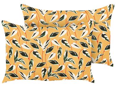 Set of 2 Outdoor Cushions Leaf Motif 40 x 60 cm Multicolour TAGGIA