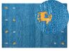 Gabbeh Teppich Wolle blau 140 x 200 cm Kurzflor CALTI _855851