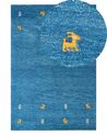 Gabbeh Teppich Wolle blau 140 x 200 cm Kurzflor CALTI _855851
