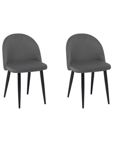 Conjunto de 2 sillas de comedor de terciopelo gris/negro VISALIA