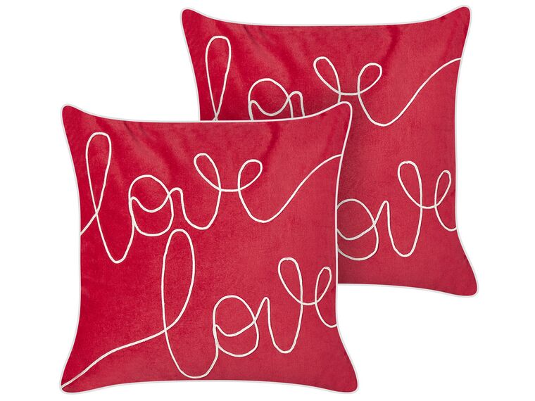 Set of 2 Velvet Cushions 45 x 45 cm Red SIDERASIS_892865