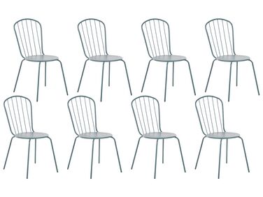 Lot de 8 chaises de jardin bleu clair CALVI