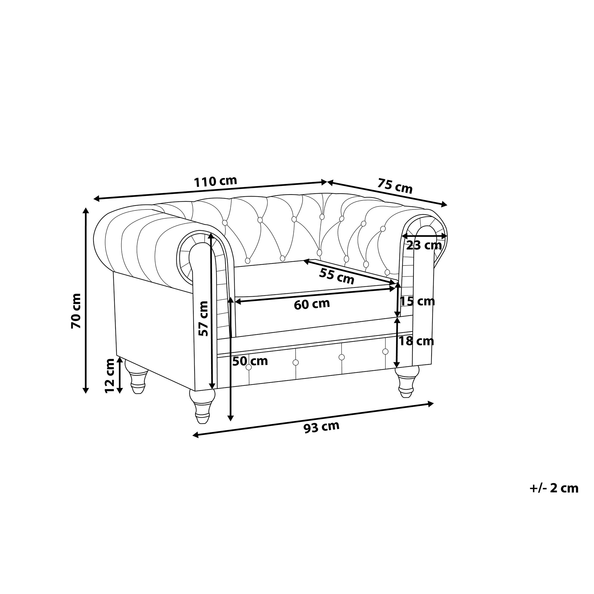 Fotel beżowy CHESTERFIELD