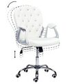 Krzesło biurowe regulowane ekoskóra białe z kryształkami PRINCESS_862813