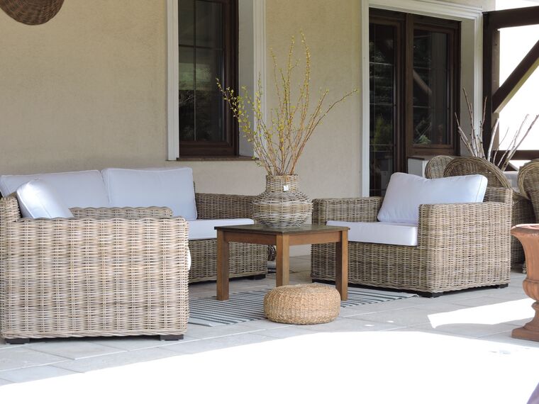 4 Seater Rattan Garden Sofa Set Natural ARDEA Beliani.co.uk