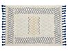 Teppich Baumwolle beige / blau 140 x 200 cm geometrisches Muster Kurzflor ERZINCAN_839252