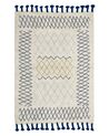 Teppich Baumwolle beige / blau 140 x 200 cm geometrisches Muster Kurzflor ERZINCAN_839252