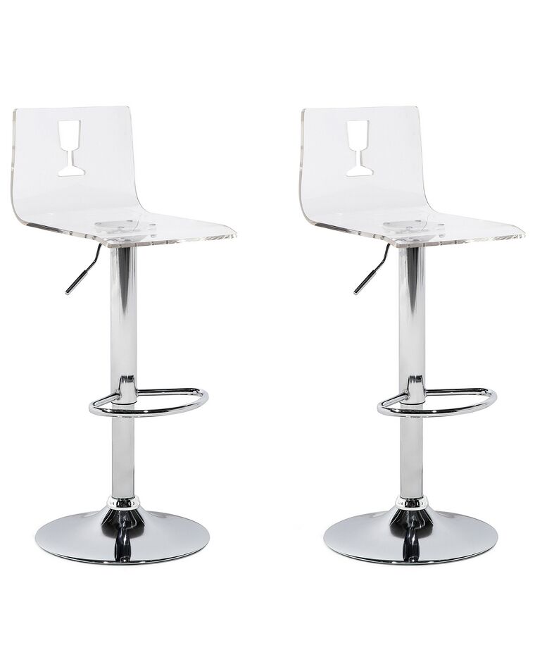 Set de 2 chaises de bar transparentes blanches BUSAN_711957