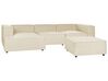 Right Hand 3 Seater Modular Linen Corner Sofa with Ottoman Beige APRICA_856905