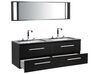 Badrumsmöbler väggskåp spegel och 2 tvättställ svart MALAGA_768790