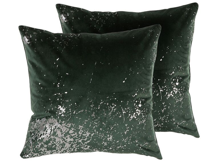 Set di 2 cuscini velluto verde scuro 45 x 45 cm HONEYWORT_769076