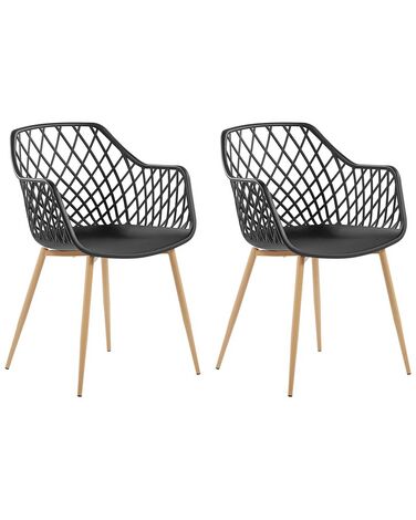 Conjunto de 2 sillas de comedor negro/madera clara NASHUA