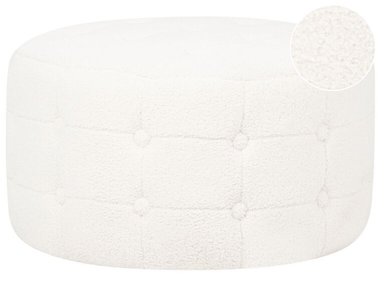Tamborete em tecido bouclé branco ⌀ 55 cm TAMPA_850172