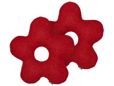Sierkussen set van 2 teddystof rood 40 x 40 cm CAMPONULA
