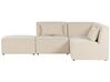 Canapé d'angle côté gauche modulable 3 places en velours côtelé beige avec ottoman LEMVIG_875080