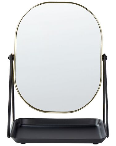 Espejo de maquillaje de metal dorado/negro 20 x 22 cm CORREZE