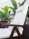Set de terrasse table et 2 chaises en bois foncé coussins blanc cassé TOSCANA_874188