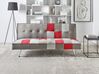 Sofá-cama de 3 lugares em veludo patchwork cinzento e vermelho OLSKER_672356