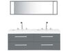 Zostava kúpeľňového nábytku s dvojitým umývadlom so 4 zásuvkami a zrkadlom sivá MALAGA_768778