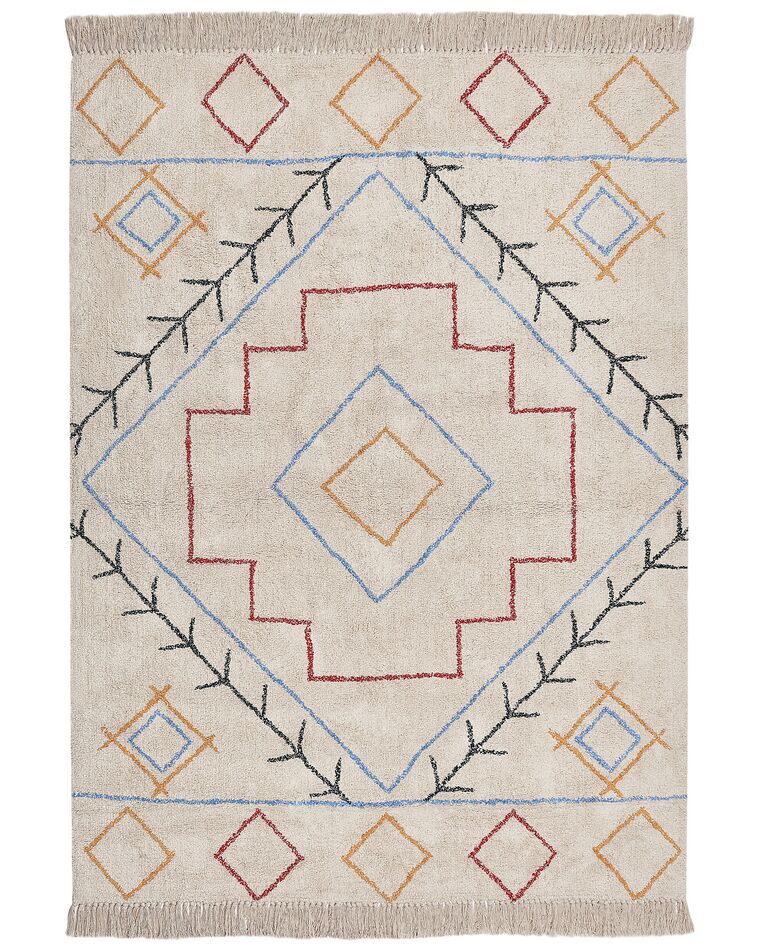 Teppich Baumwolle mehrfarbig 160 x 230 cm geometrisches Muster Kurzflor KUSKAN_840045