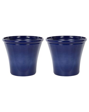 Set of 2 Plant Pots ⌀ 50 cm Navy Blue KOKKINO