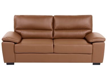 3 Seater Faux Leather Sofa Golden Brown VOGAR