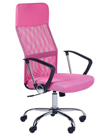 Silla de oficina reclinable de malla rosa/negro/plateado DESIGN