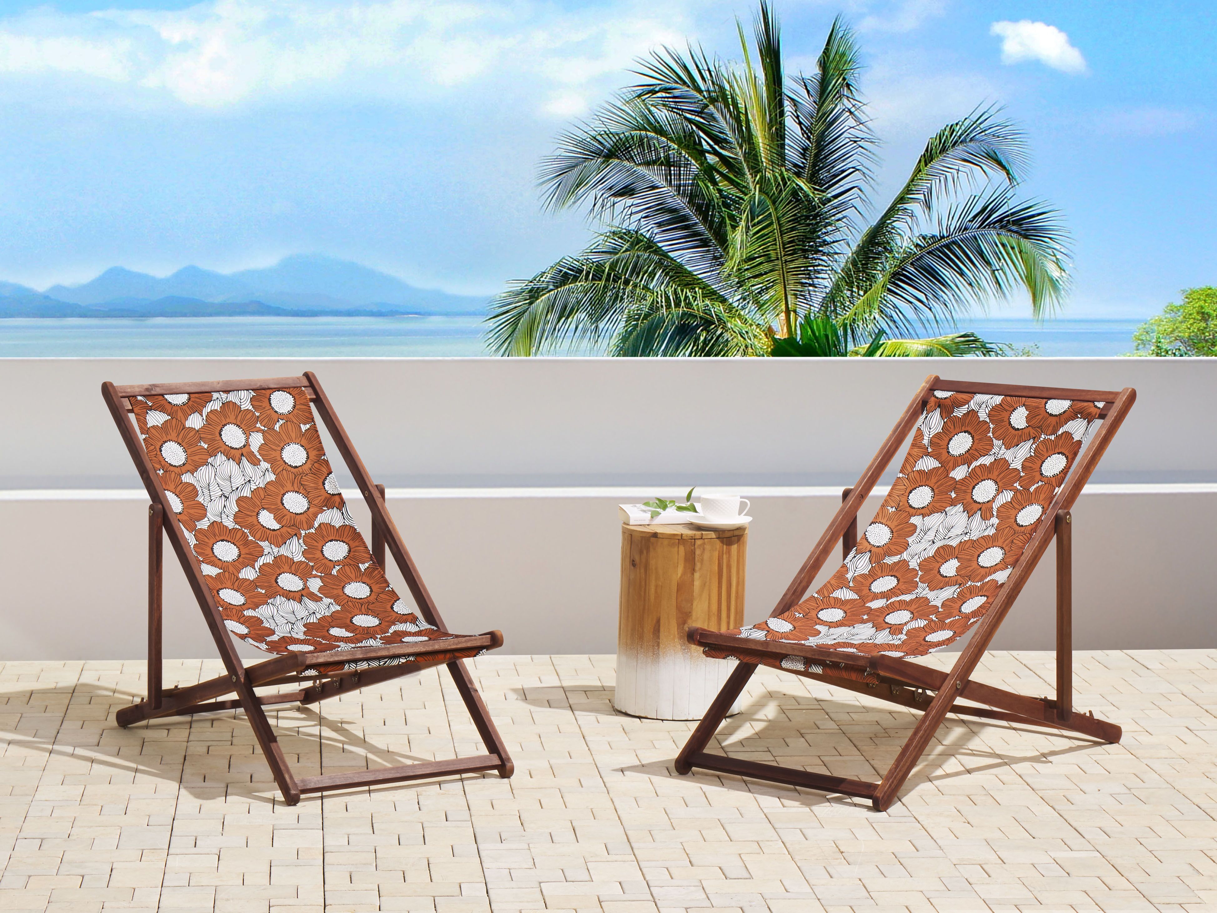 Lot De 2 Chaises Pliantes Jardin GOPLUS - Structure Bambou, Toile Beige, Capacité 150 Kg, Pliable Avec Sac - 57x72,5x92,5 Cm - 1