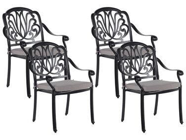 Set of 4 Garden Chairs Black ANCONA