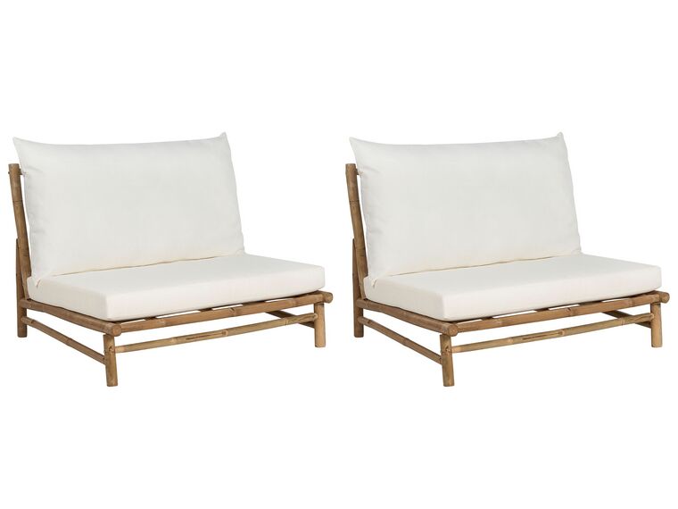 Set of 2 Bamboo Chairs Light Wood and White TODI_872734