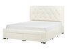 Velvet EU King Size Bed with Storage Cream LIEVIN_902427